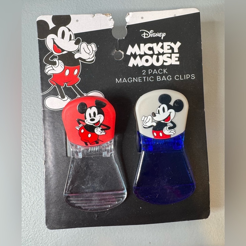 Disney Mickey Mouse Kids Magnetic Bag Clips - Red & Blue 2 pack
